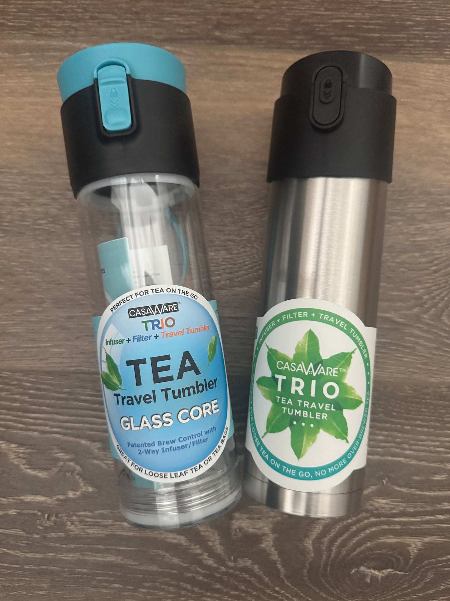 12 oz Trio Glass/Tritan Tea Travel Tumbler (Blue)